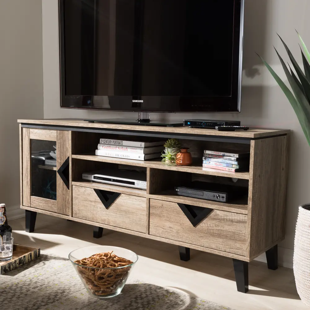 137-7560-RCW Modern and Contemporary Light Brown 55 Inch TV Stand - Cardiff-1