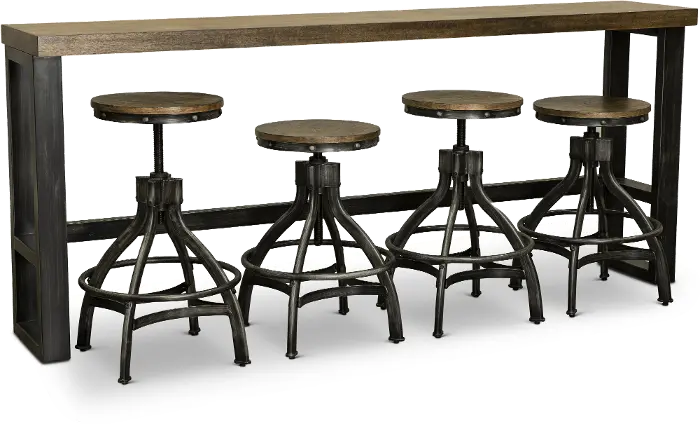 Chandler Rustic Brown Console Table With 4 Bar Stools Rc Willey Chandler Rustic Brown Console Table, Using A Console Table As Bar