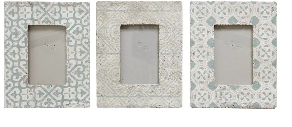 DA8689A-A/3-IND/ Assorted White and Gray Cement Picture Frame-1