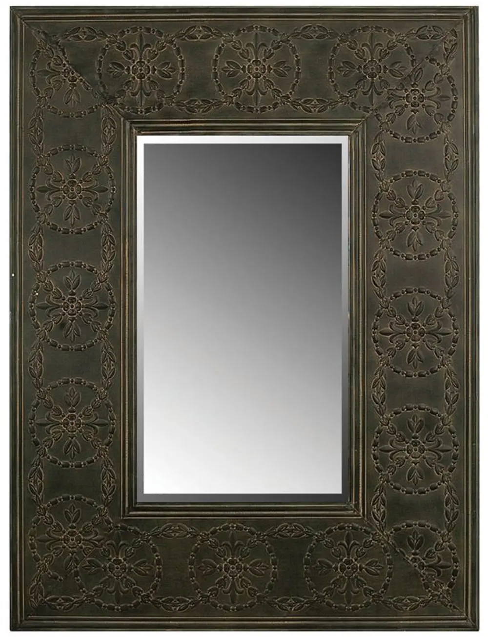 DE6149/BLKMTLMIRROR Black Embossed Metal Framed Mirror-1