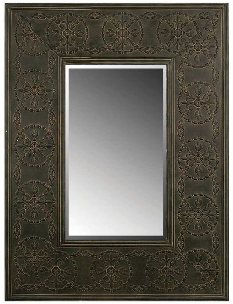 Black Embossed Metal Framed Mirror Rc Willey Furniture Black Embossed Metal Framed Mirror