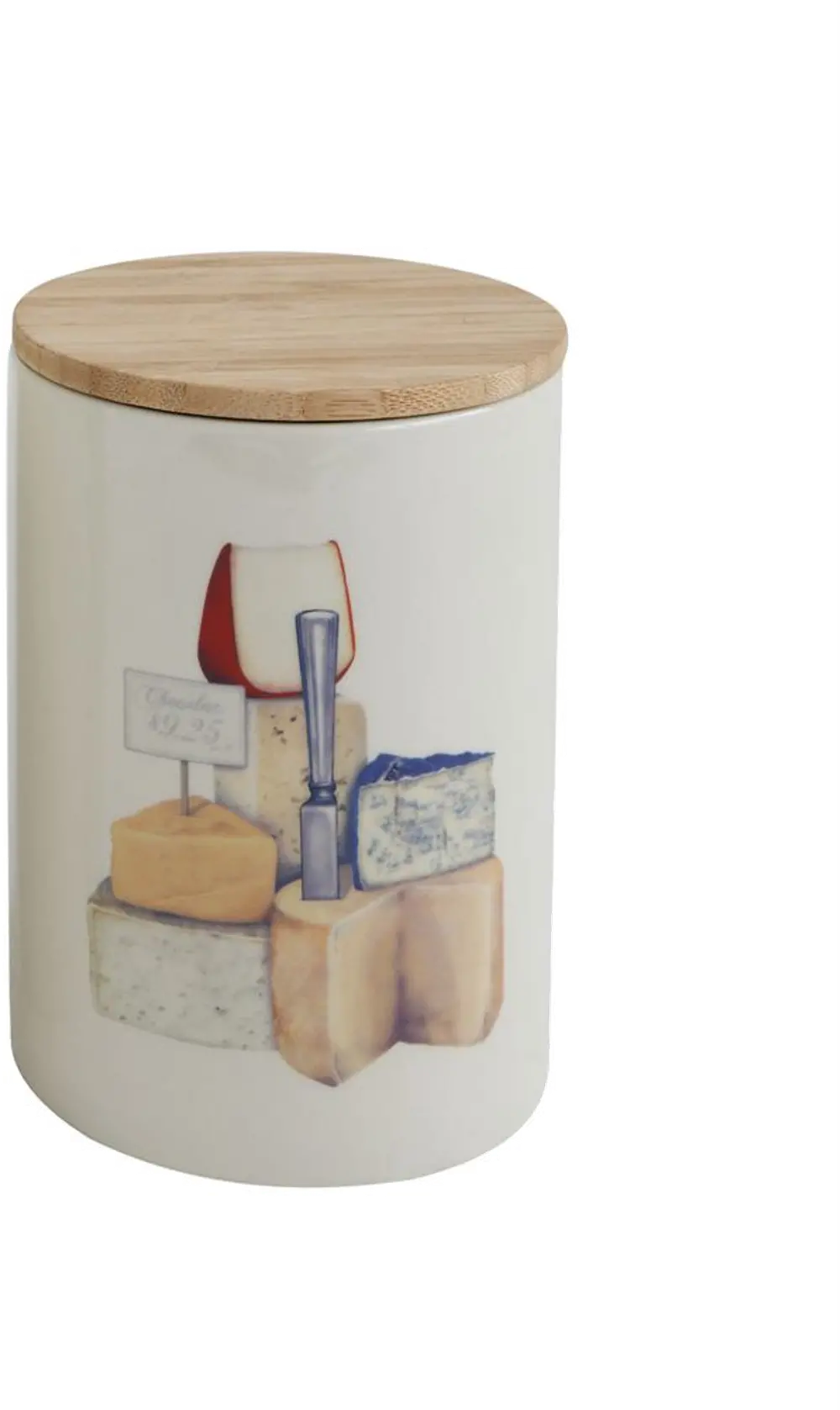 DA9351/CHEESECONTANR Cheese Stoneware Canister With Bamboo Lid-1