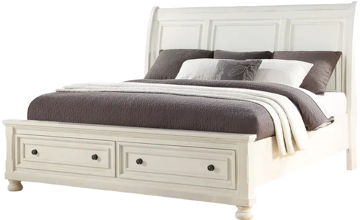 White queen size sleigh bed
