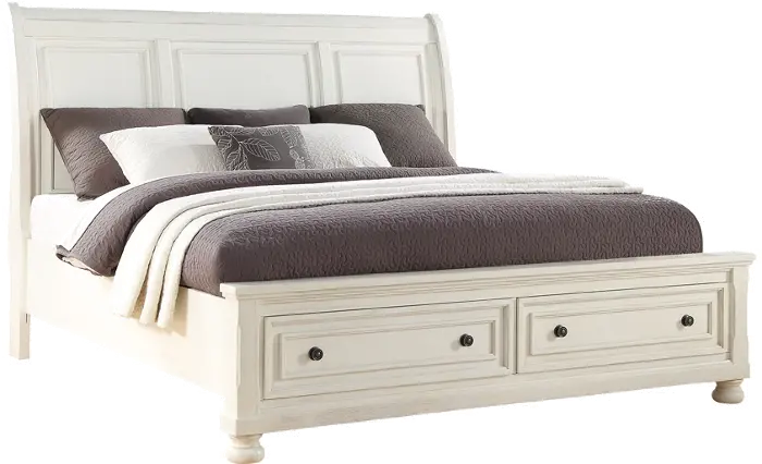 White queen size sleigh bed