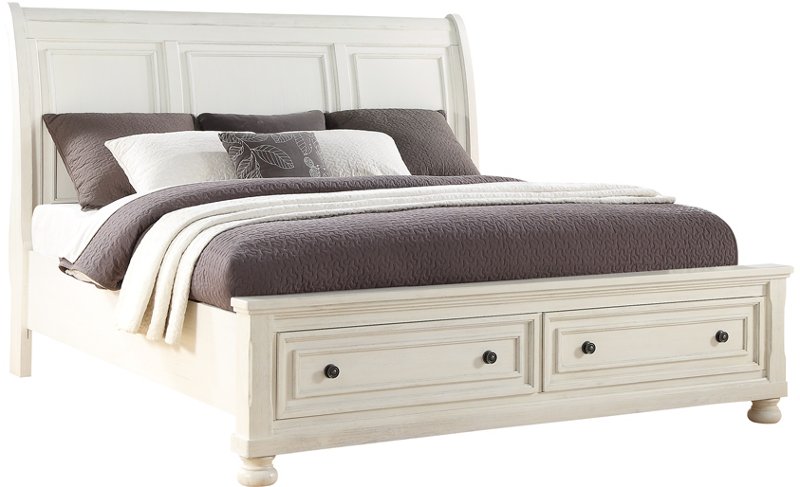 Classic Traditional White King Storage Bed - Stella | RC Willey ...