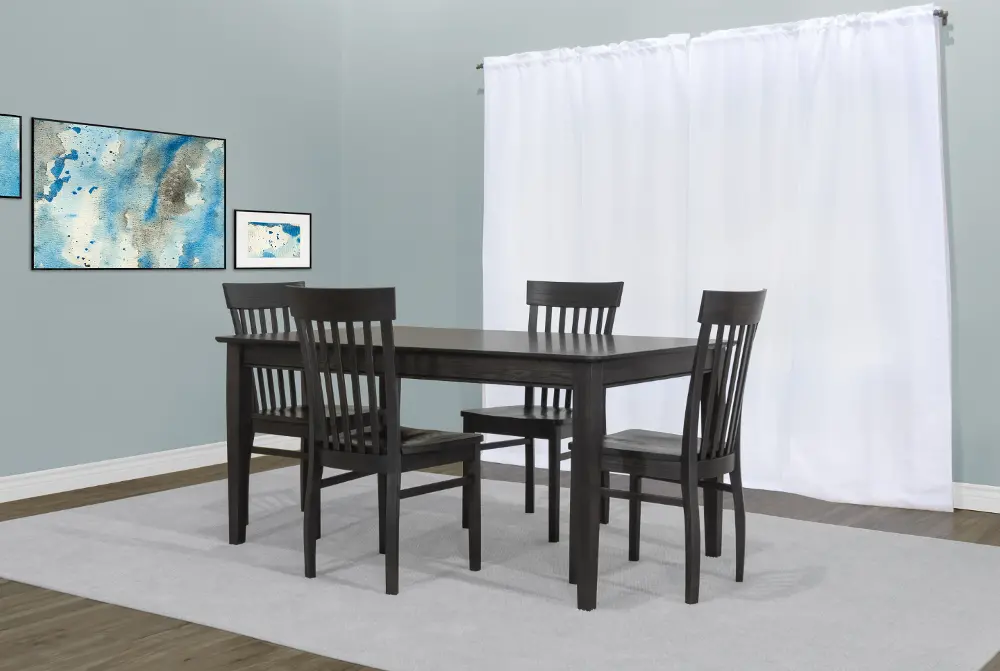 Charcoal 5 Piece Dining Set with Slat Back Chairs - Taylor-1