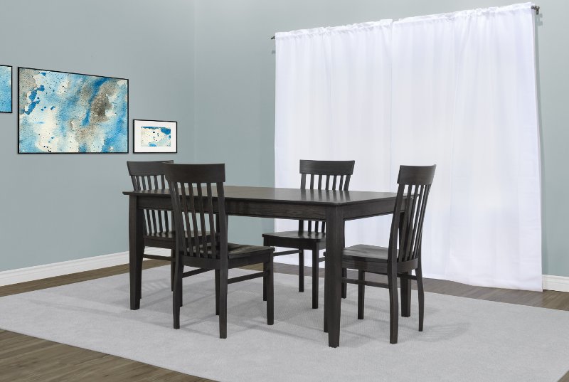 Charcoal 5 Piece Dining Set With Slat Back Chairs Taylor
