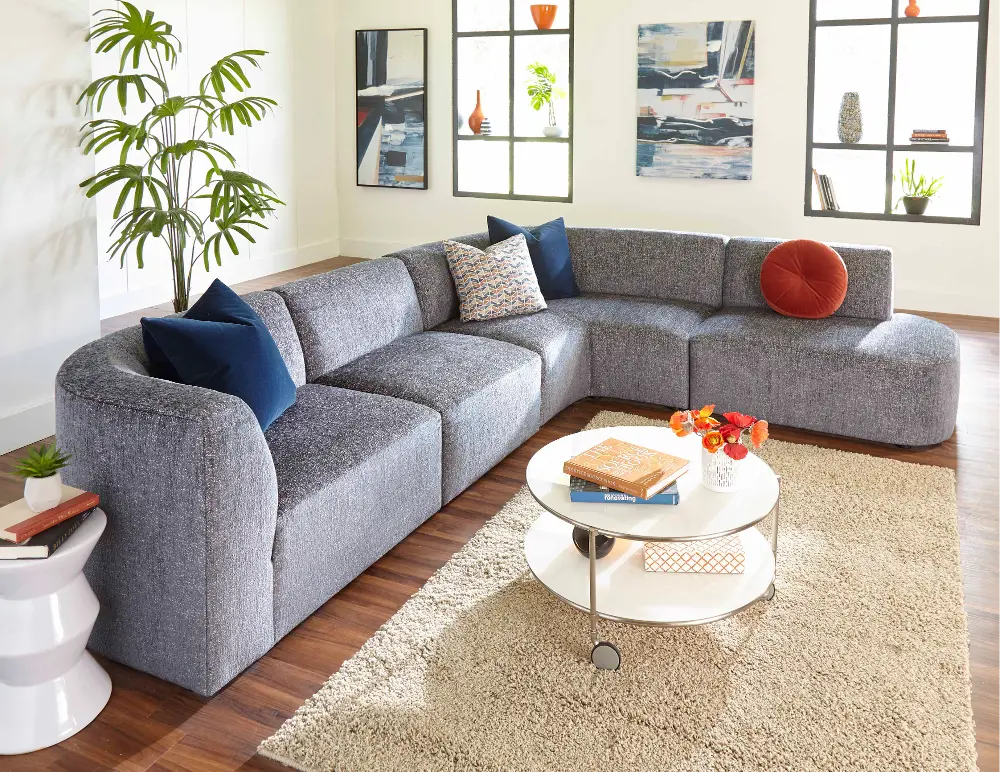 KIT Modern Gray 4 Piece Sectional Sofa with RAF Chaise - Nyla-1