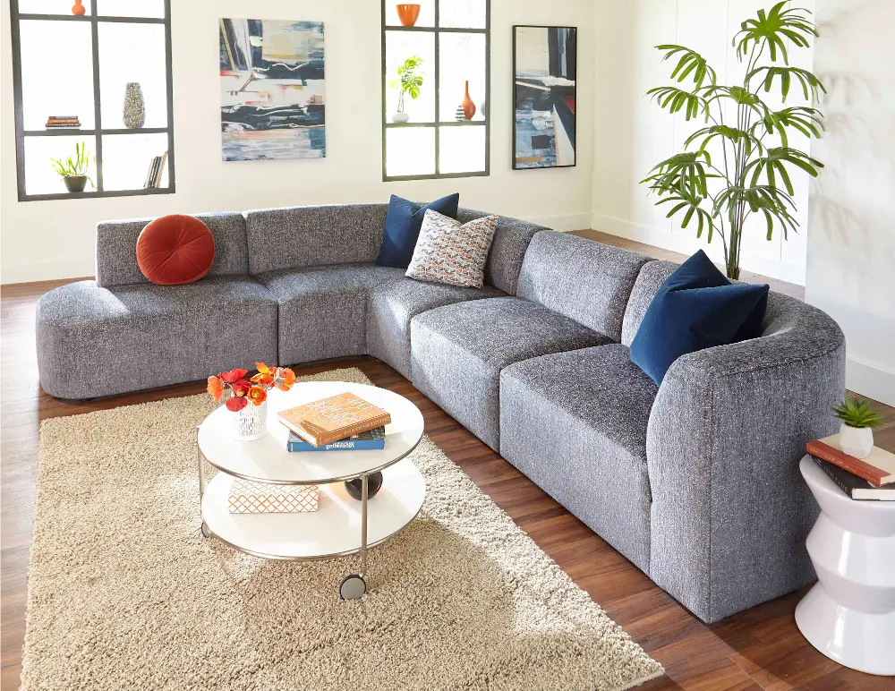 KIT Modern Gray 4 Piece Sectional Sofa with LAF Chaise - Nyla-1