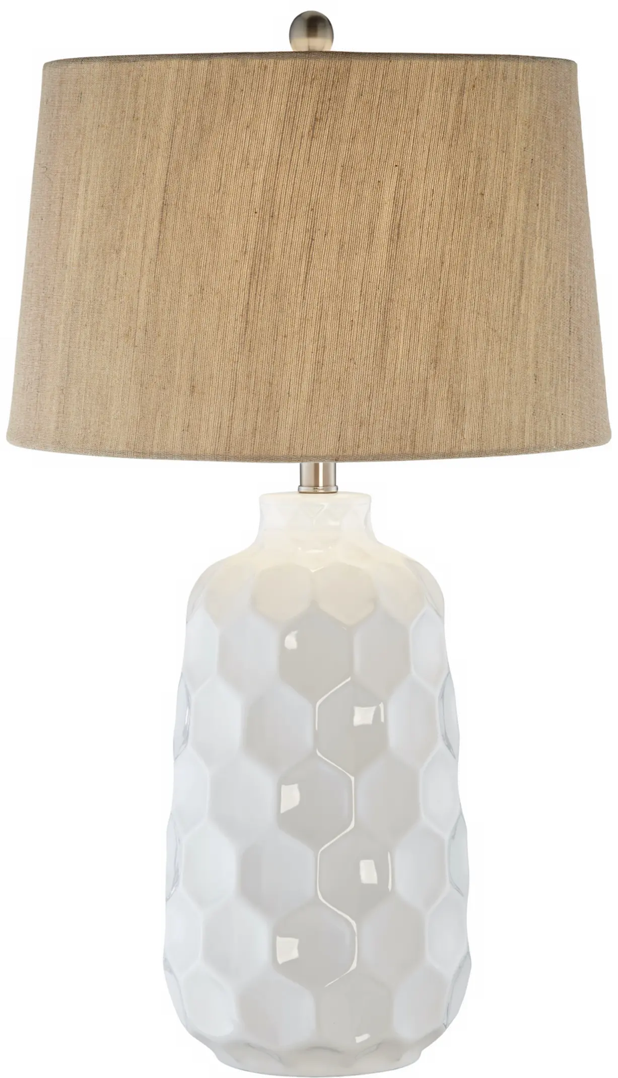 Glossy White Ceramic Honeycomb Table Lamp - Dreams