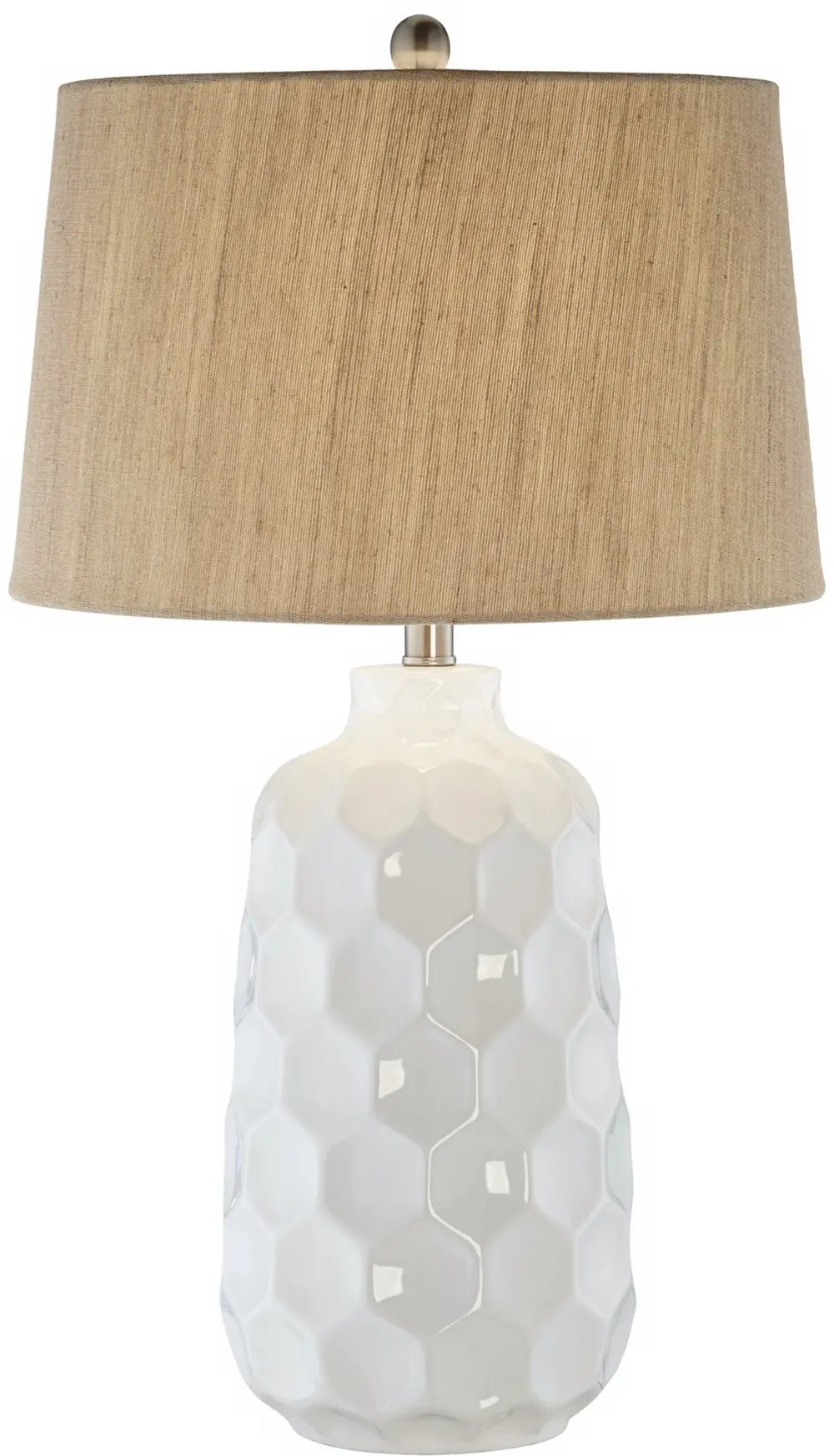 Glossy White Ceramic Honeycomb Table Lamp - Dreams-1