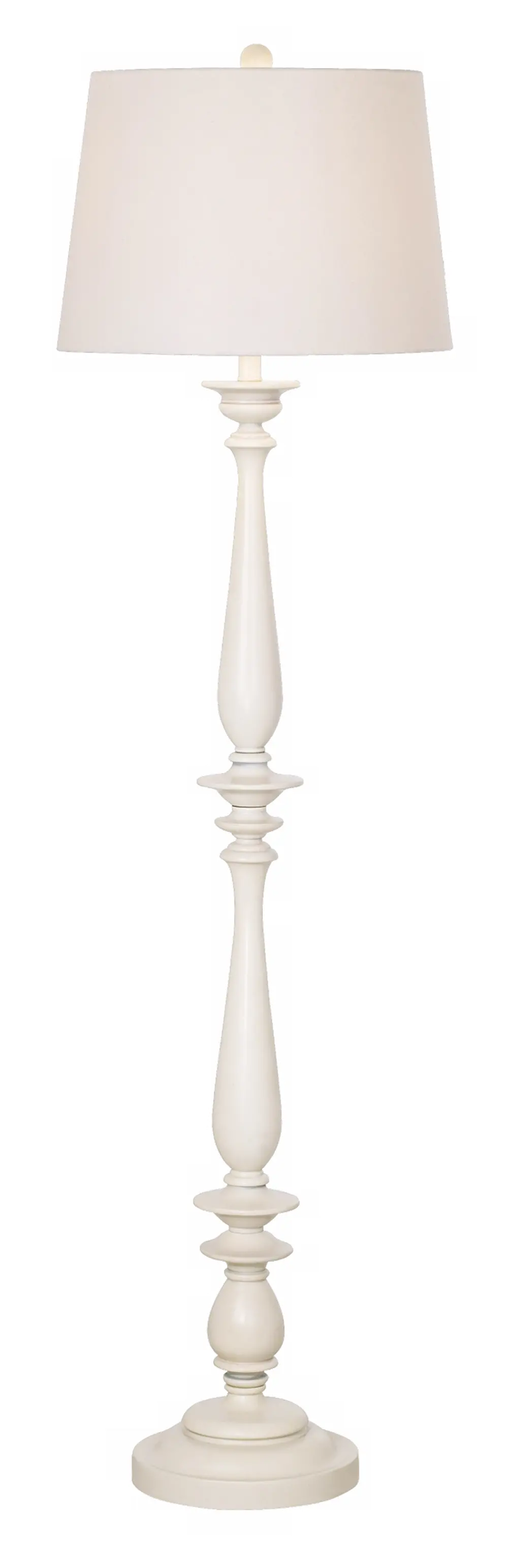 Wooden Off-White Turned Post Floor Lamp - Malibu-1