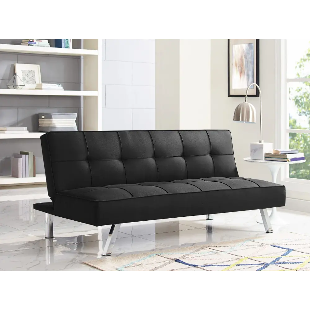 Carly Black Serta Convertible Sofa Bed-1