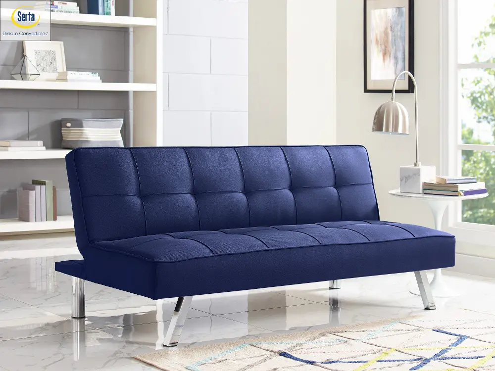 SC-CRYS3LU2051 Carly Navy Blue Serta Convertible Sofa Bed-1