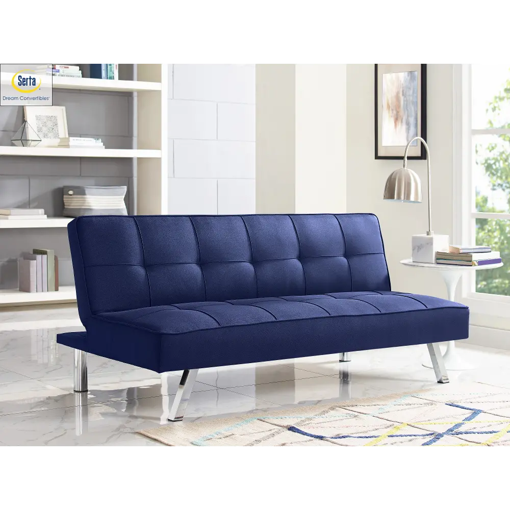 Carly Navy Blue Serta Convertible Sofa Bed-1