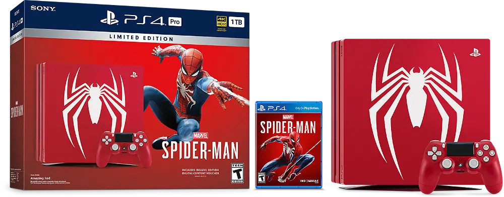 PS4 SCE 303194 Marvel's Spider-Man 1TB PS4 Pro Bundle - Limited Edition Red-1
