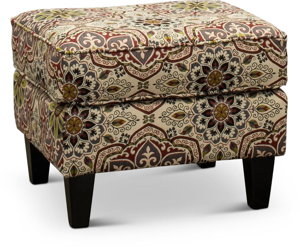 Loren Red and Green Ottoman-1