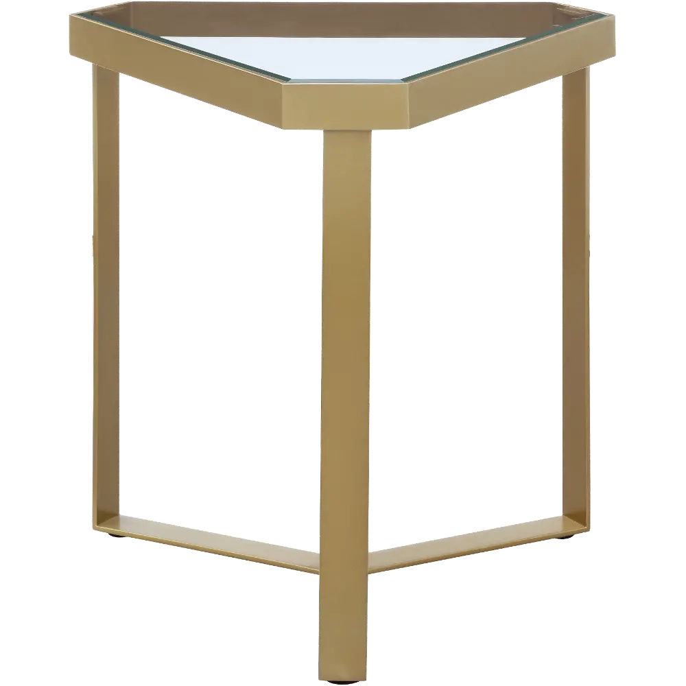 Melrose Gold and Glass Triangle Accent Table-1