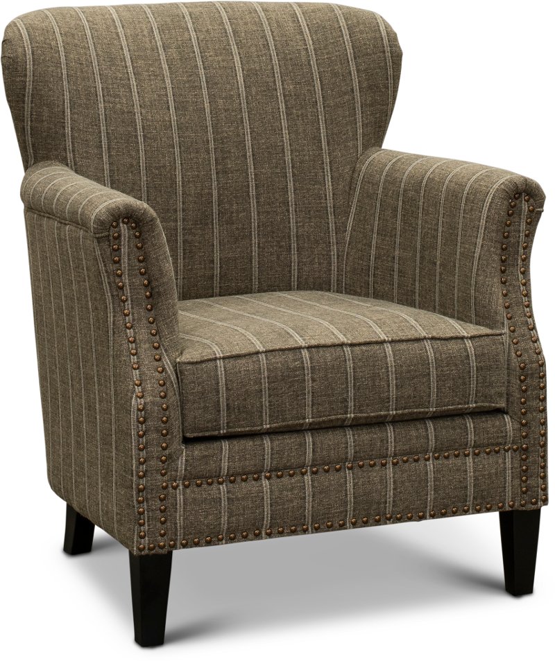 Charcoal Accent Chair With White, Striped Arm Chair