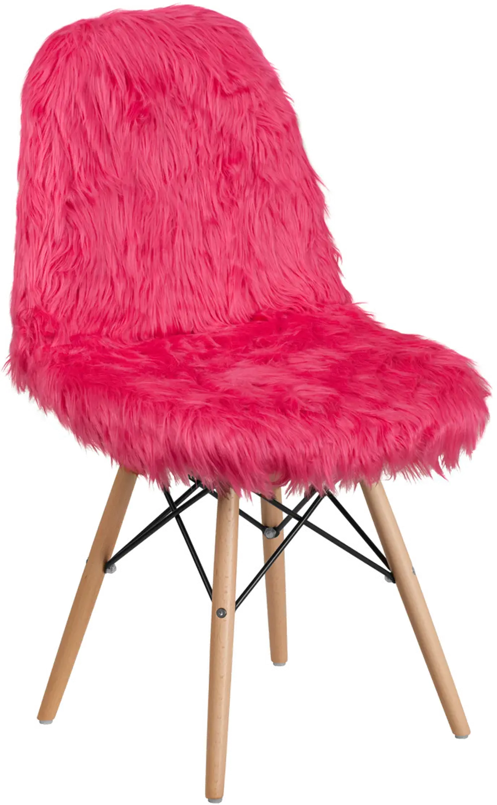 Contemporary Shaggy Hot Pink Accent Chair - Shaggy Dog-1