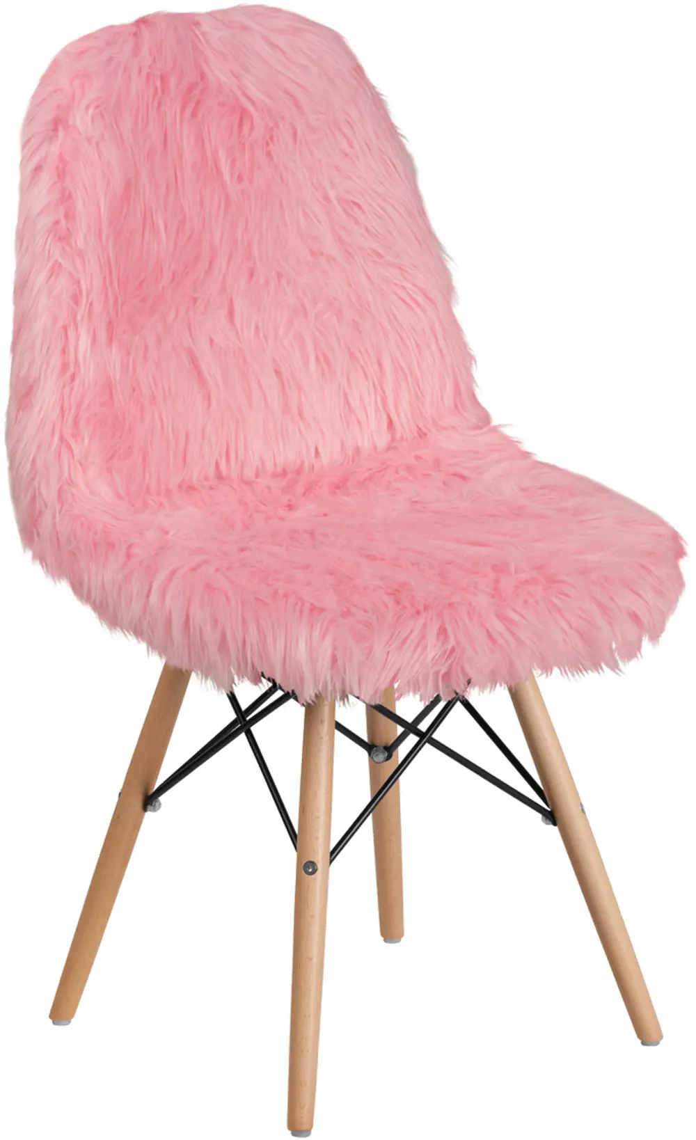 Contemporary Shaggy Pink Accent Chair - Shaggy Dog-1