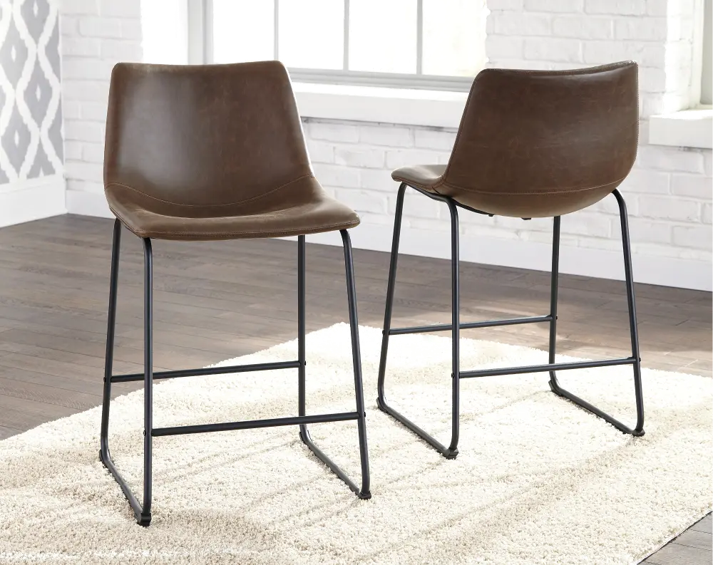 Set of 2 Urban Brown and Black Counter Height Stools - Centiar-1
