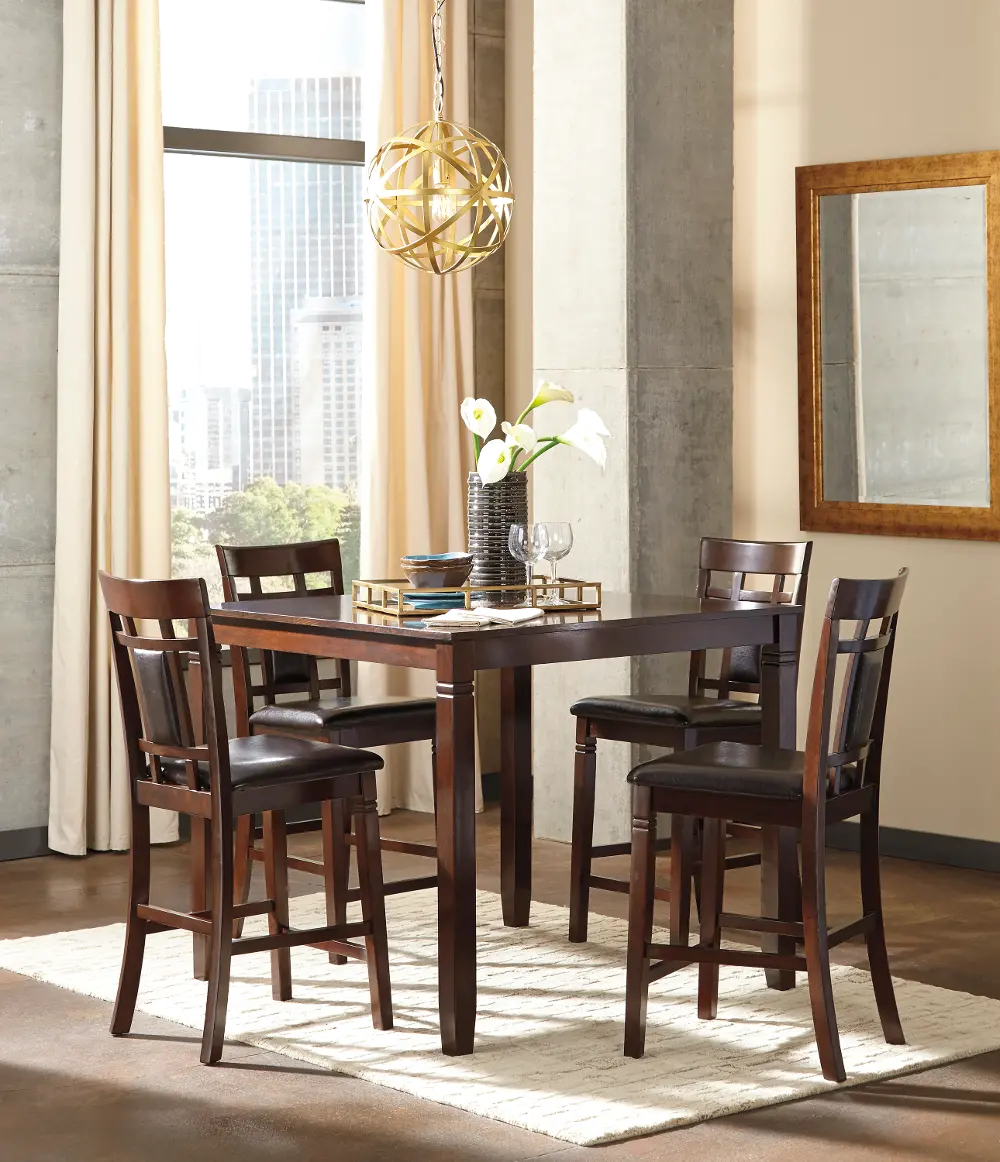 Casual Brown 5 Piece Counter Height Dining Set - Bennox-1