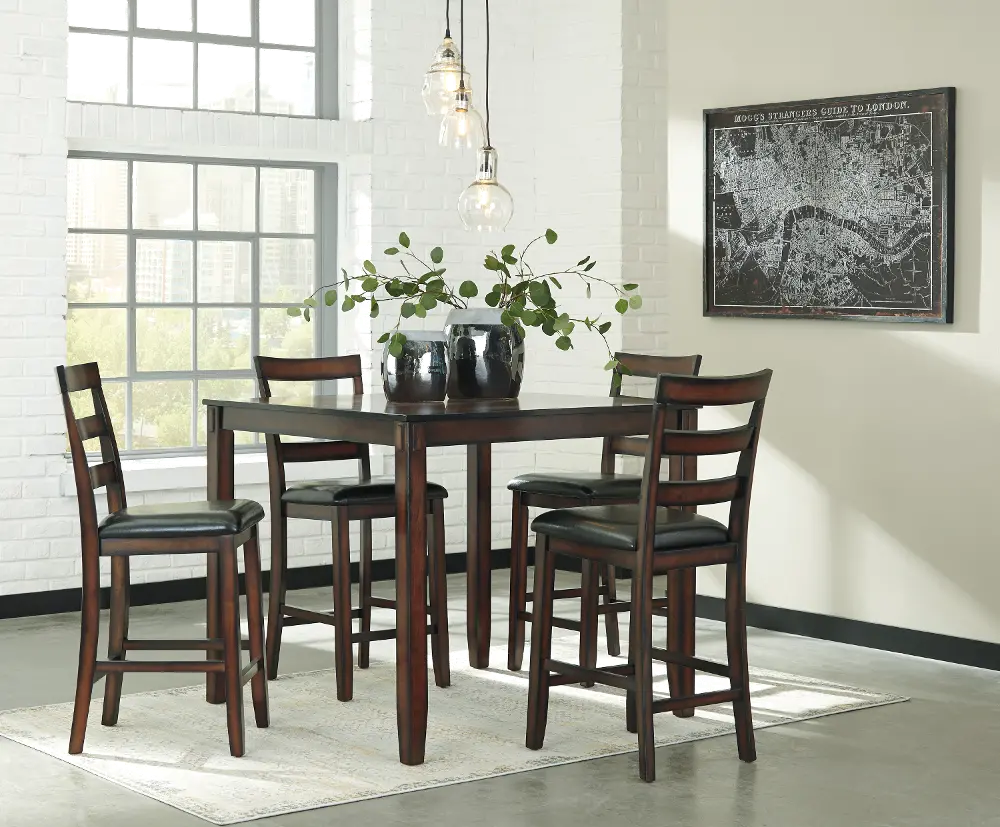 Casual Brown 5 Piece Counter Height Dining Set - Coviar-1