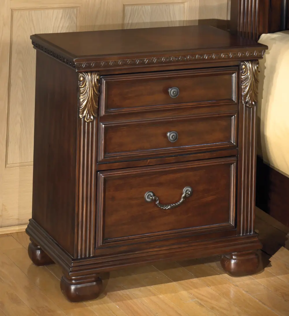 Traditional Warm Brown Nightstand - Leahlyn-1