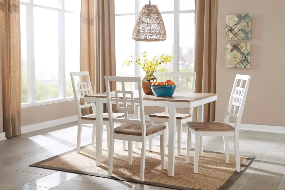 White and Brown 5 Piece Dining Set - Brovada-1