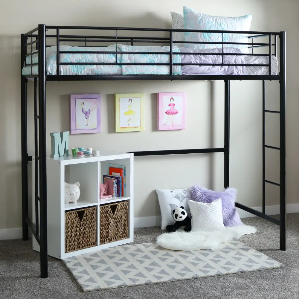 BTOLBL Premium Black Metal Twin Loft Bed - Walker Edison-1