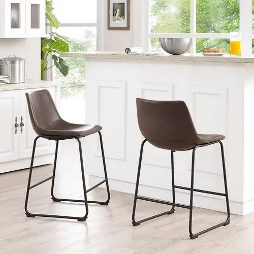 Leather brown deals bar stools