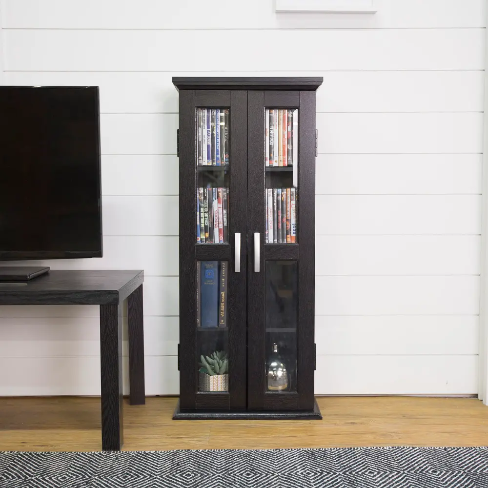 DT41BL Black 41 Inch Wood Media Storage Cabinet-1