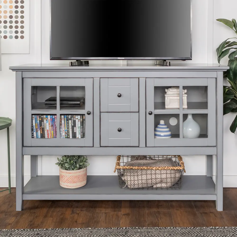 W52C4CTAGY Antique Gray 52 Inch Buffet TV Stand-1