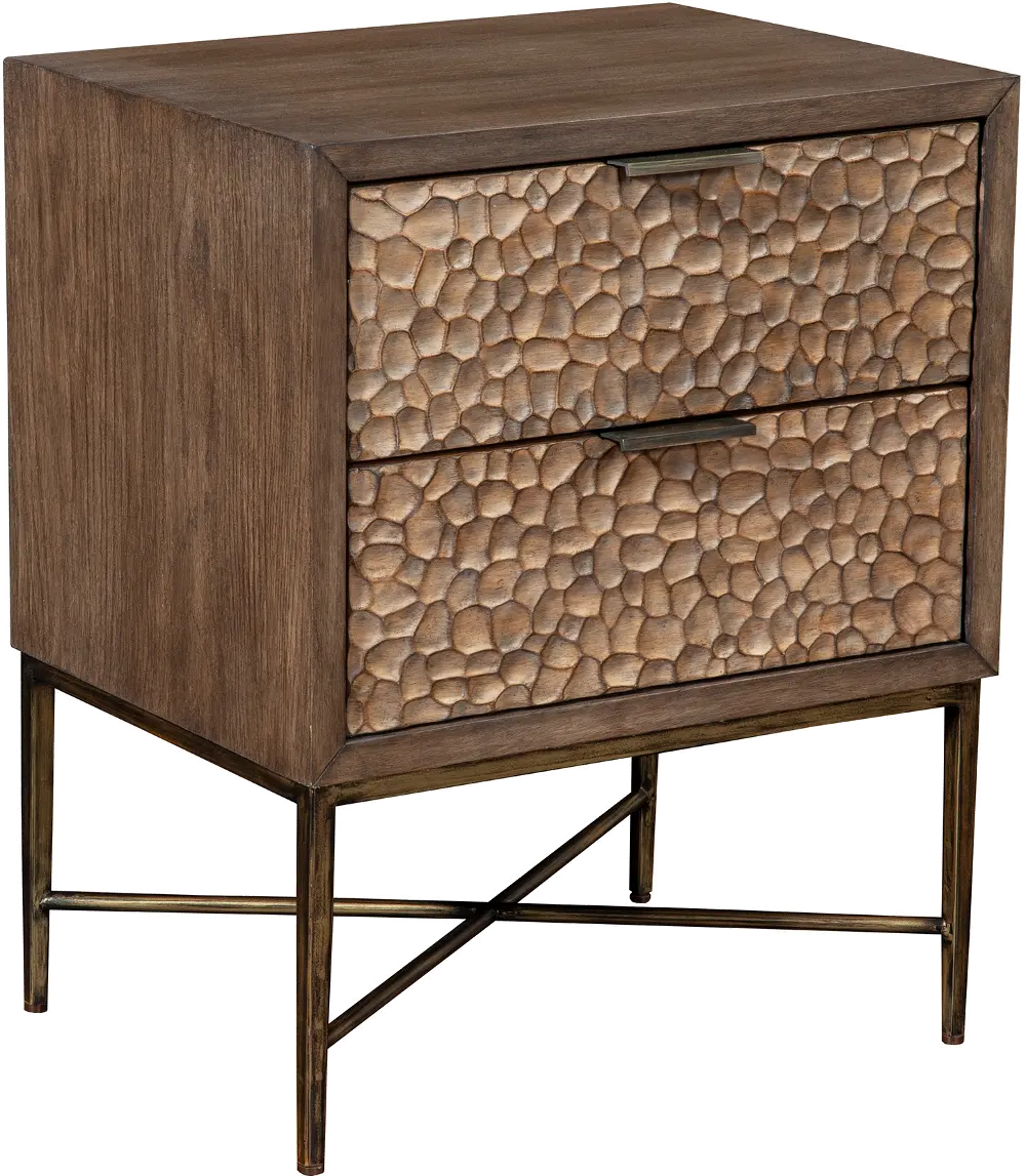 Rustic Modern Mahogany and Copper Nightstand - Penny-1