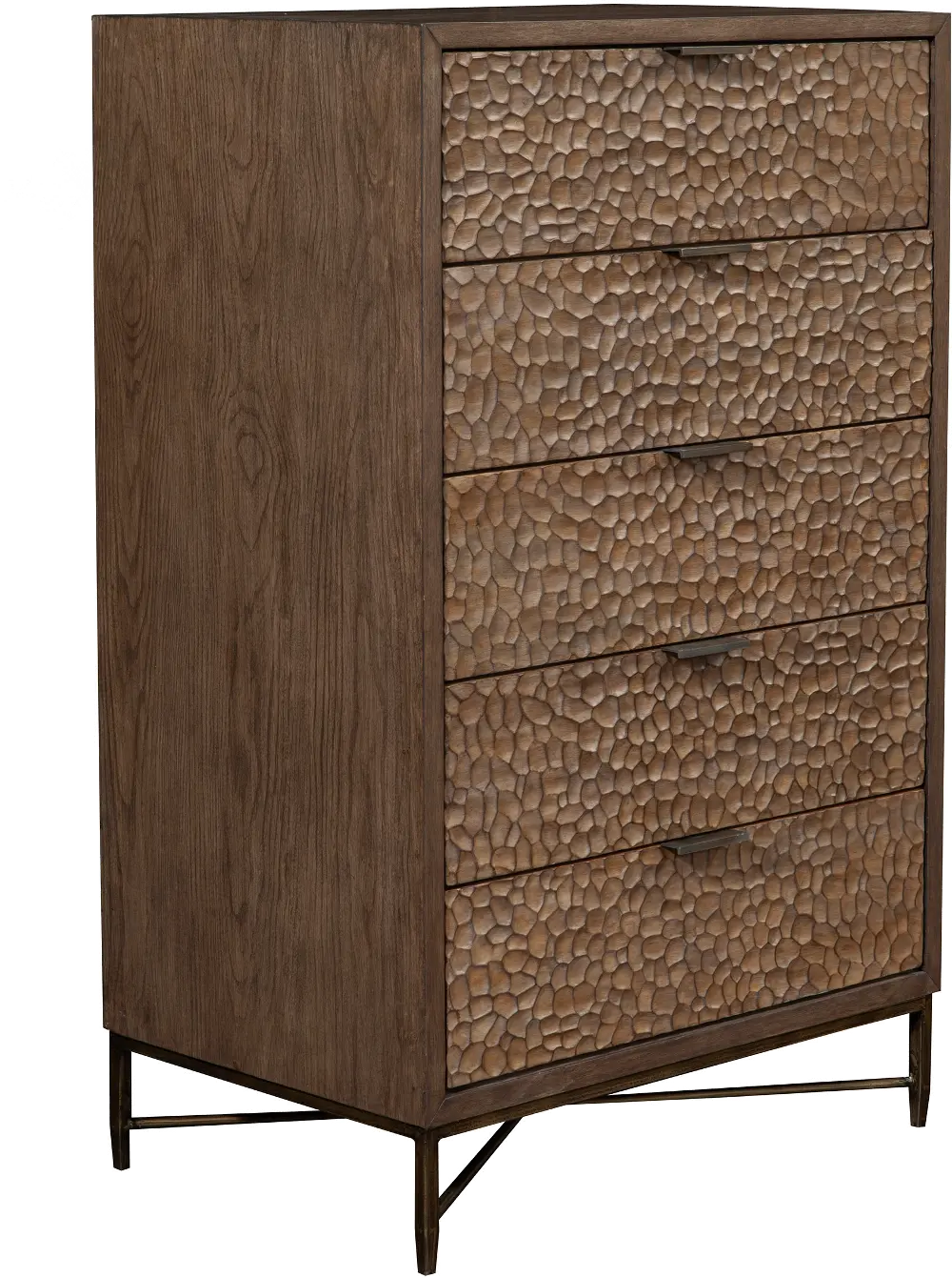 Rustic Modern Mahogany and Copper Chest of Drawers - Penny-1