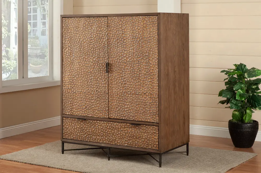 Rustic Modern Mahogany and Copper Armoire - Penny-1