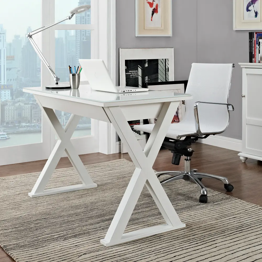 D48X30WH White 48 Inch Metal and Glass Desk - Walker Edison-1