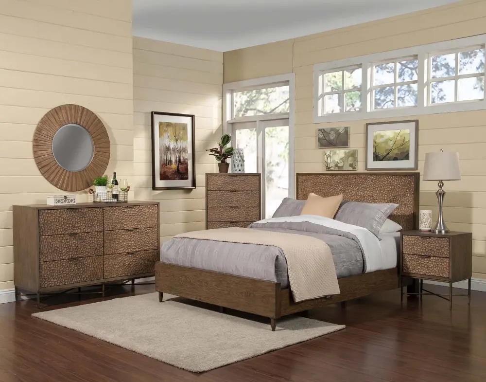 Mahogany and Copper 4 Piece King Bedroom Set - Penny-1