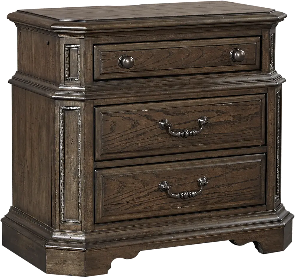 Traditional Brown Nightstand - Foxhill-1
