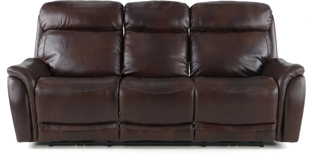 Happy-Happy Brown Leather-Match Dual Power Reclining Sofa-1