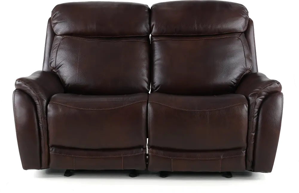 Happy-Happy Brown Leather-Match Power Glider Reclining Loveseat-1