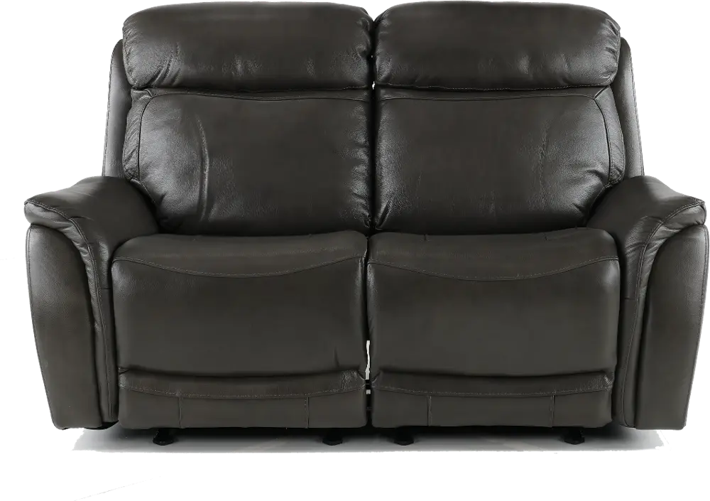 Happy-Happy Gray Leather-Match Power Glider Reclining Loveseat-1