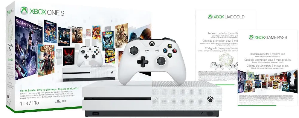 XB1S/1TB_GAME_PASS Xbox One S Starter Bundle 1TB - White-1