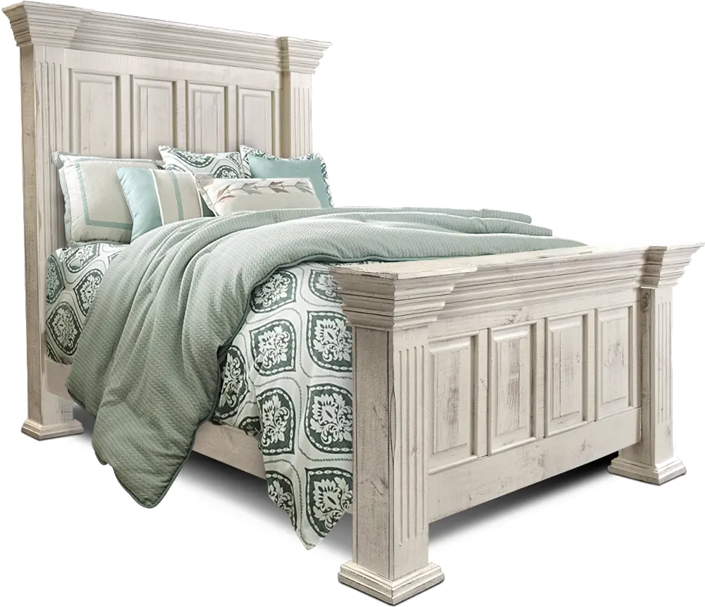 Rustic White Queen Bed - Marquis-1