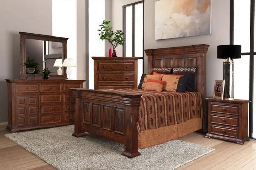 Classic Brown 4 Piece Queen Bedroom Set - Marquis-1