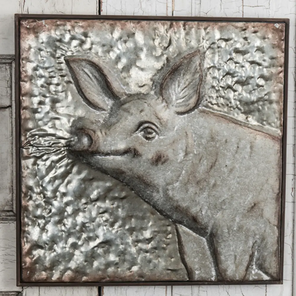Metal Embossed Pig Framed Wall Art-1