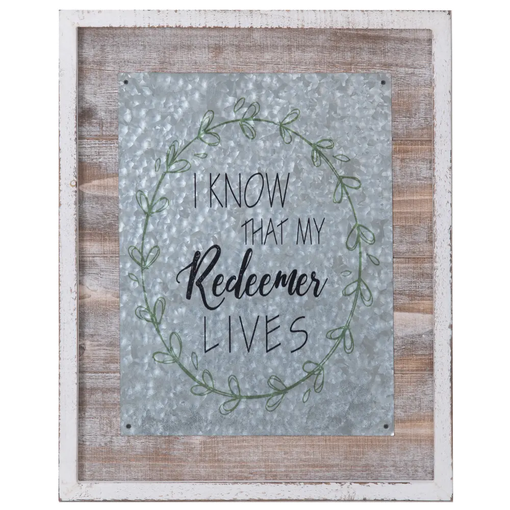 Wood and Metal I Know That My Redeemer Lives Framed Wall Art-1