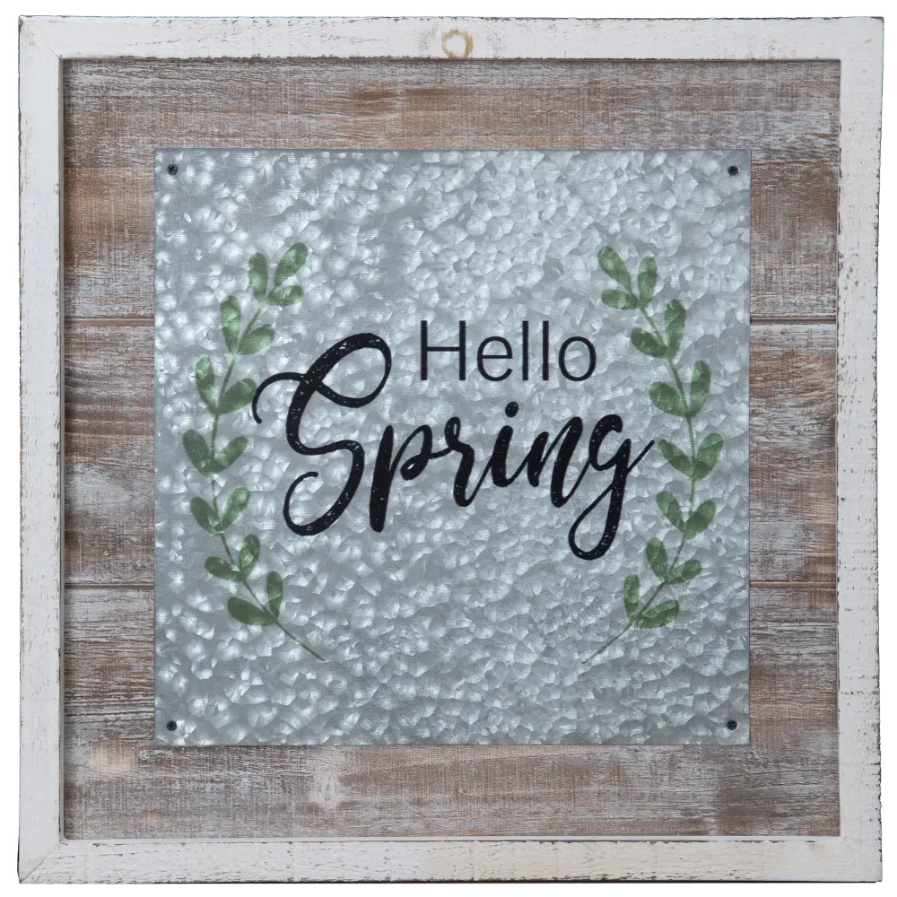 Hello Spring Wood and Metal Framed Wall Art-1