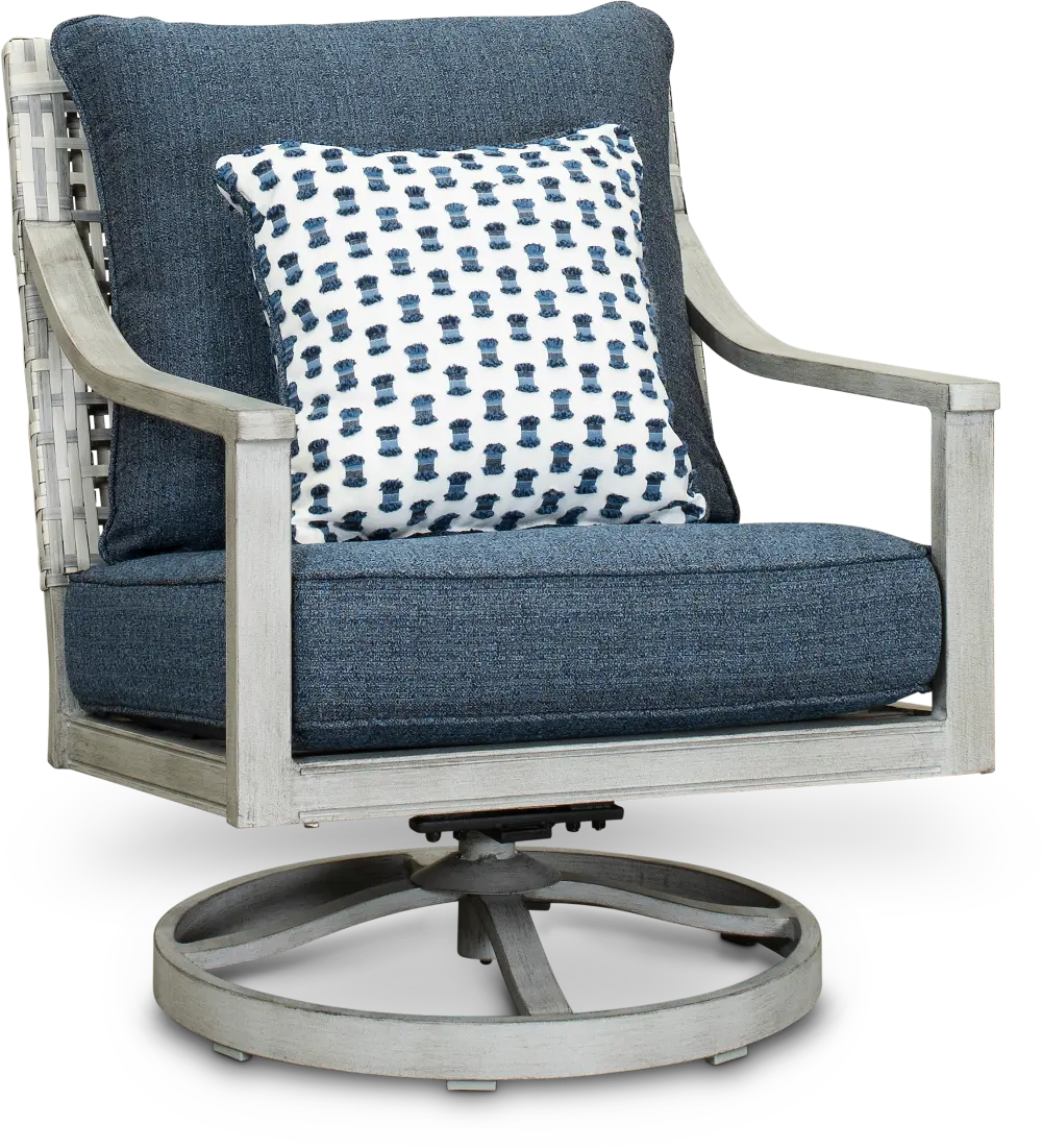 Weathered Gray Patio Swivel Chair - Rockport-1